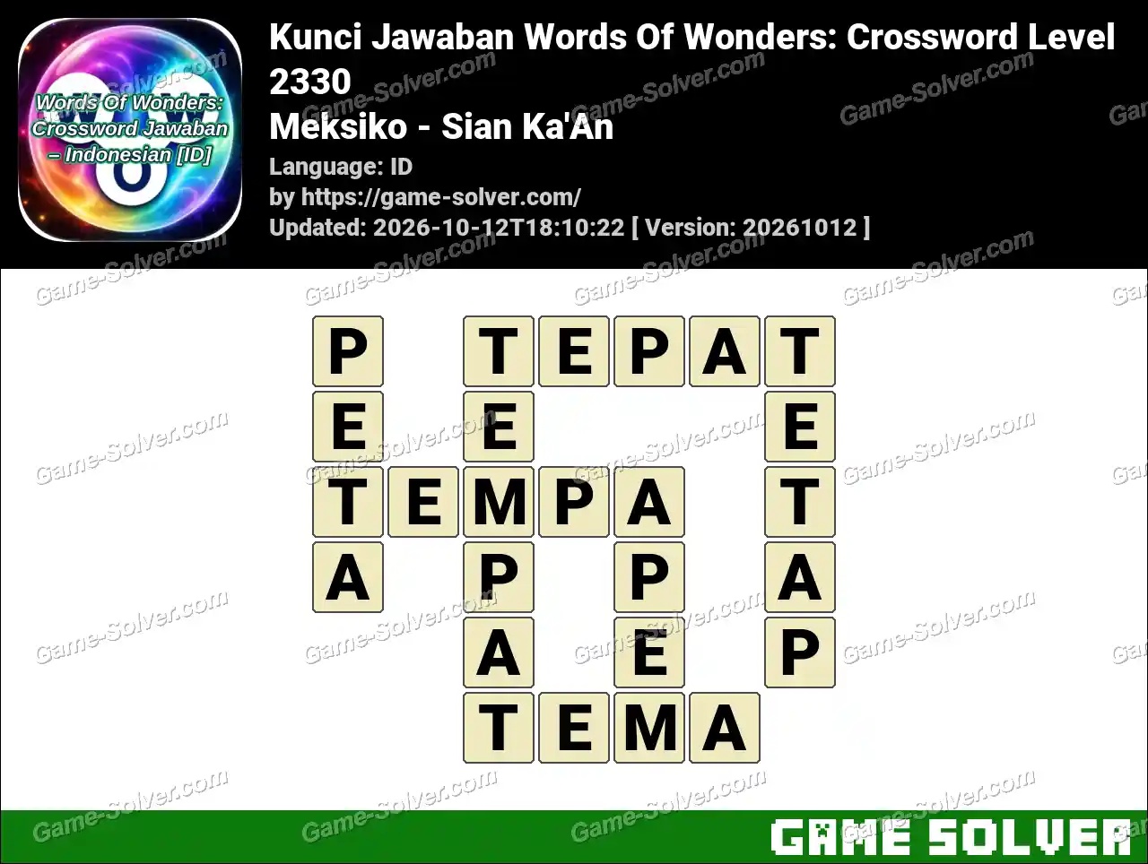 Kunci Jawaban Words Of Wonders: Crossword Level 2330 – Meksiko – Sian Ka’An